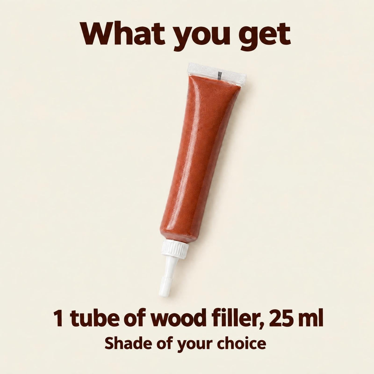 What you get: one 25 ml tube of wood filler
