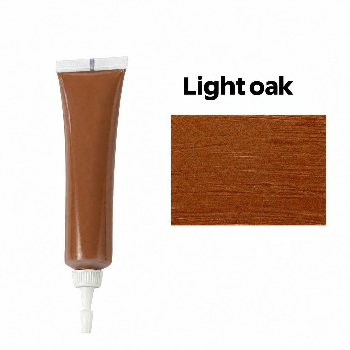 Wood filler tube, Light oak shade, with its colour swatch