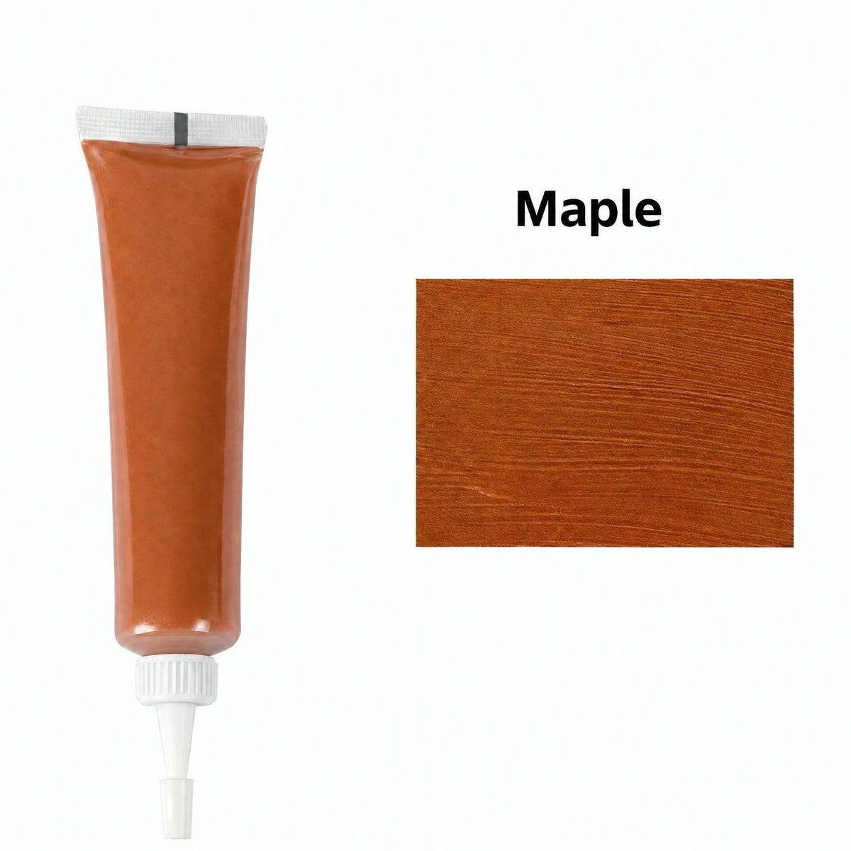 Wood filler tube, Maple shade, with its colour swatch