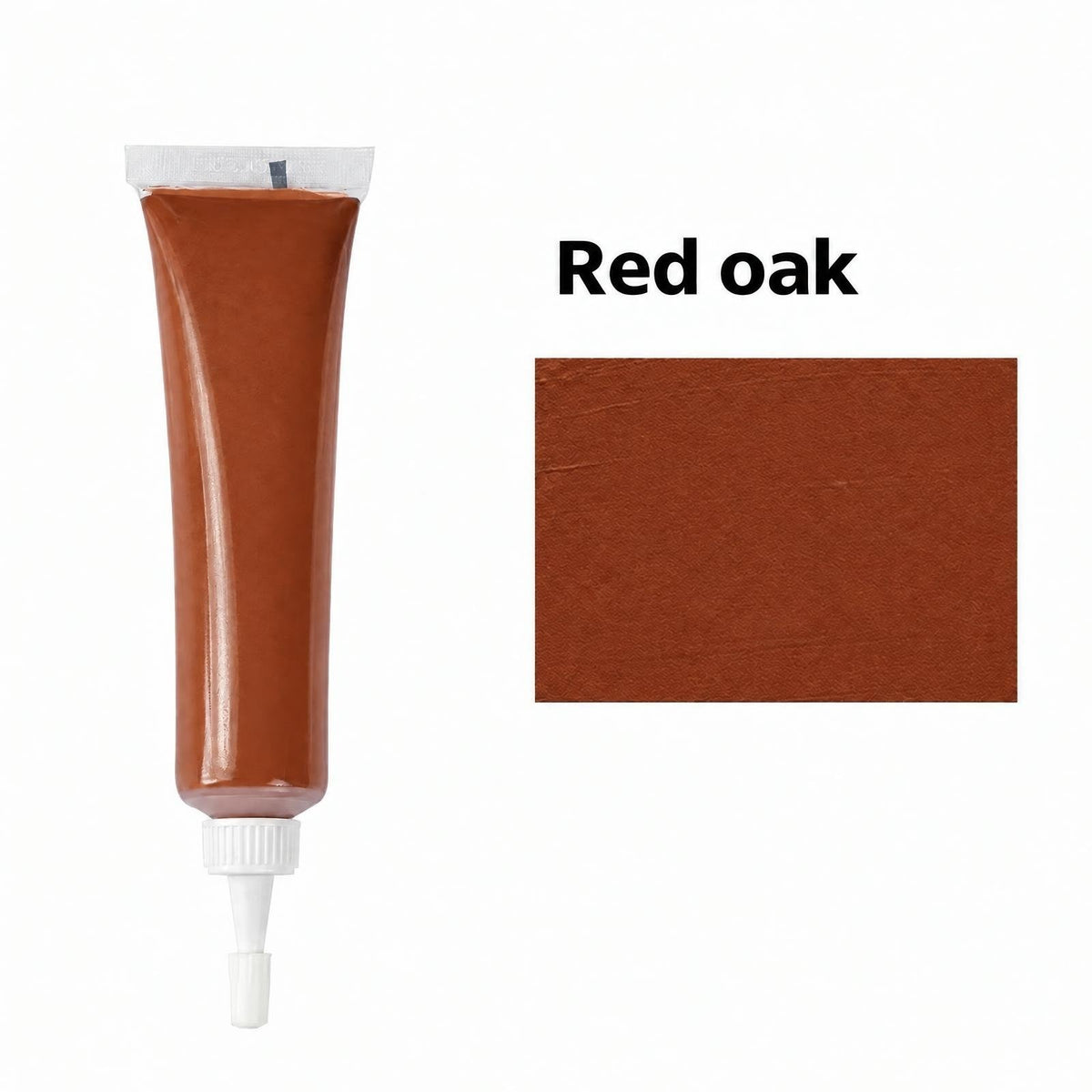 Wood filler tube, Red oak shade, with its colour swatch